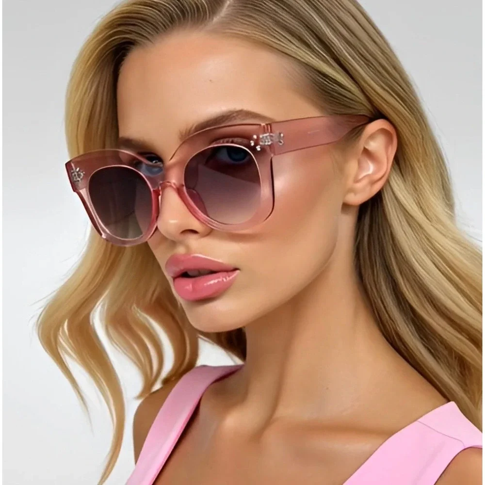 Cat Eye Sunglasses Women Fashion‎ Pink Frame Designer Streent Beach Wear UV400